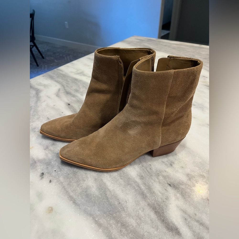 Marc Fisher Suede Zip Boots Brown Tan - Size 7 - Picture 1 of 8